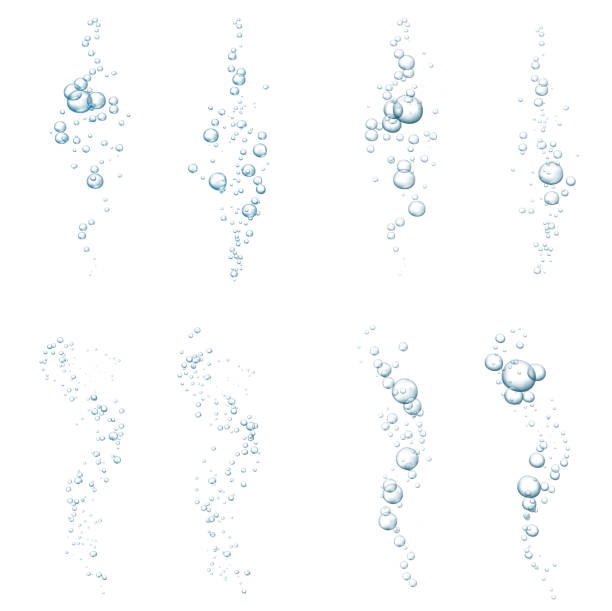 istock Blue fizzy bubbles. Sparkles underwater stream in water, sea, aquarium. Fizzy pop and effervescent drink. Abstract fresh soda bubbles. Vector illustration 1283840771