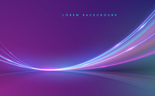 Abstract neon light lines background in vector