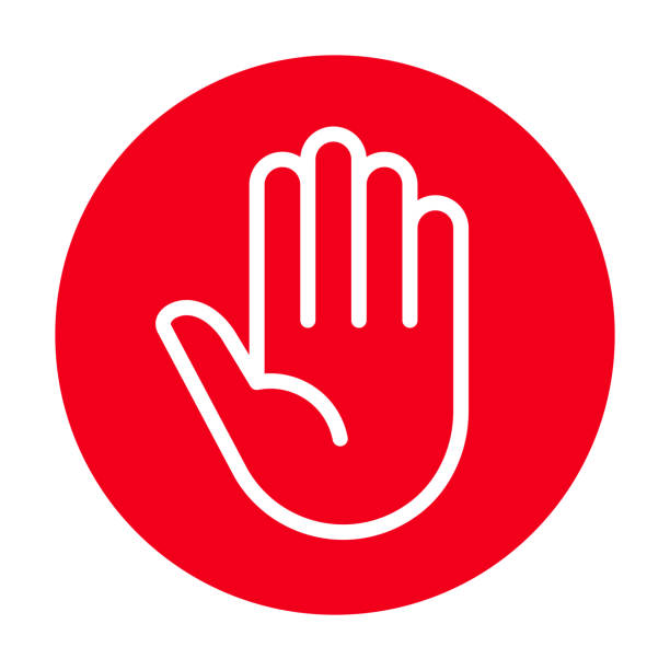 ilustrações de stock, clip art, desenhos animados e ícones de attention sign. stop sign - hands
