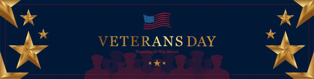 Happy Veterans Day. Greeting card with USA flag, gold star and soldiers on background. National American holiday event. Flat vector illustration EPS10. Happy Veterans Day. Greeting card with USA flag, gold star and soldiers on background. National American holiday event. Flat vector illustration EPS10 military backgrounds stock illustrations