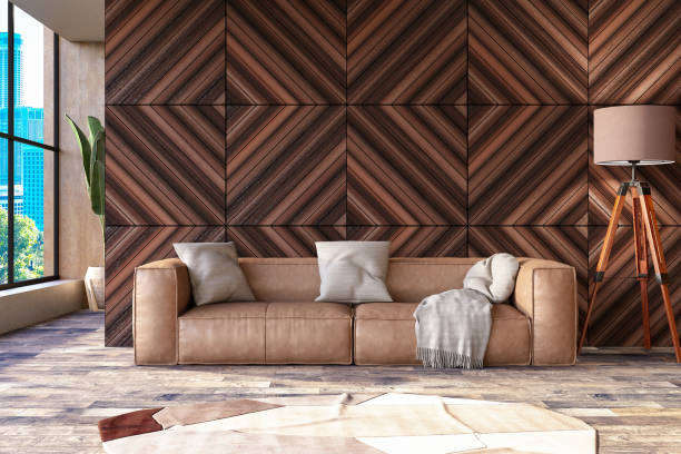 istock Cozy Room with Wooden Wall 1283857060