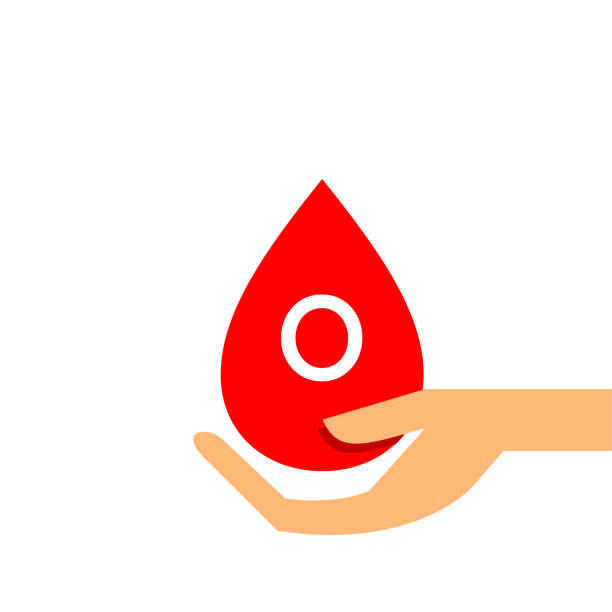 Blood drop O type on hand for icon, clip art red blood drop, Blood O type, Drop blood in hand symbol isolated on white Blood drop O type on hand for icon, clip art red blood drop, Blood O type, Drop blood in hand symbol isolated on white blood typing stock illustrations