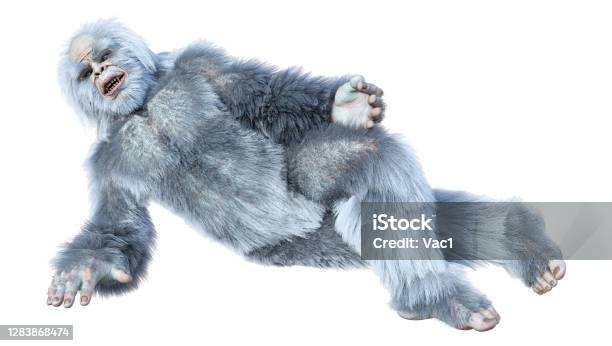 3d Illustration Fantasy Creature Yeti On White Stock Photo - Download Image Now - Yeti, Monster - Fictional Character, Bigfoot