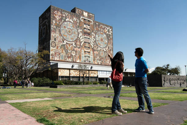 UNAM campus and Central Library stock photo