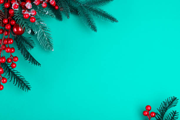 istock Christmas decorations on the blue background with copy space for your text. 1283874331