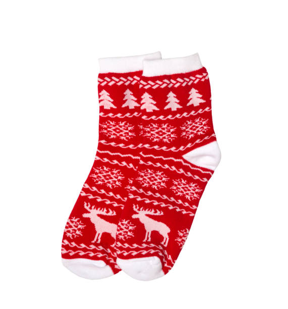 istock Red  christmas socks isolated on white background 1283874389
