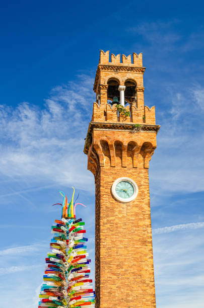 top of murano clock tower torre dell'orologio - stefano imagens e fotografias de stock