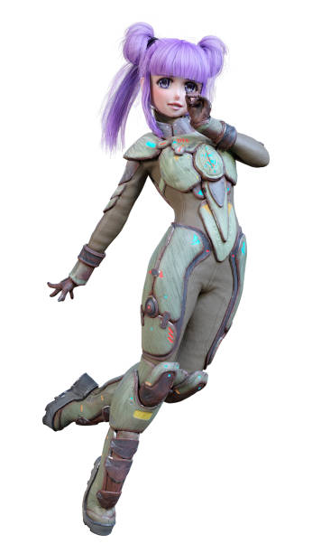 istock 3D illustration an anime astronaut girl on white 1283877520