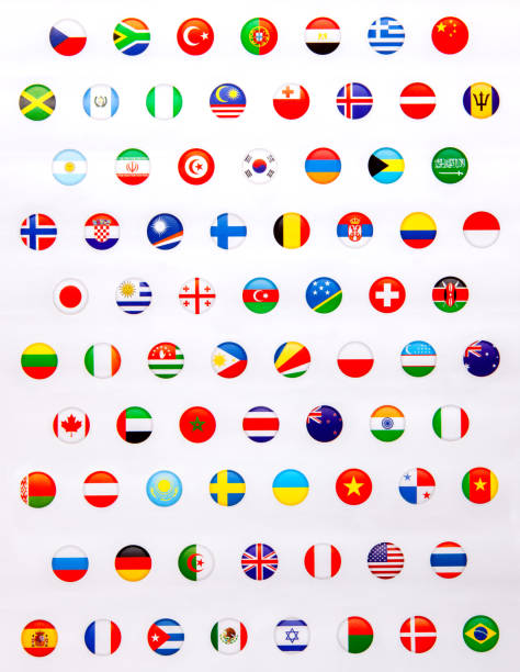 istock Collection of circle sign of national flags different countries 1283880257