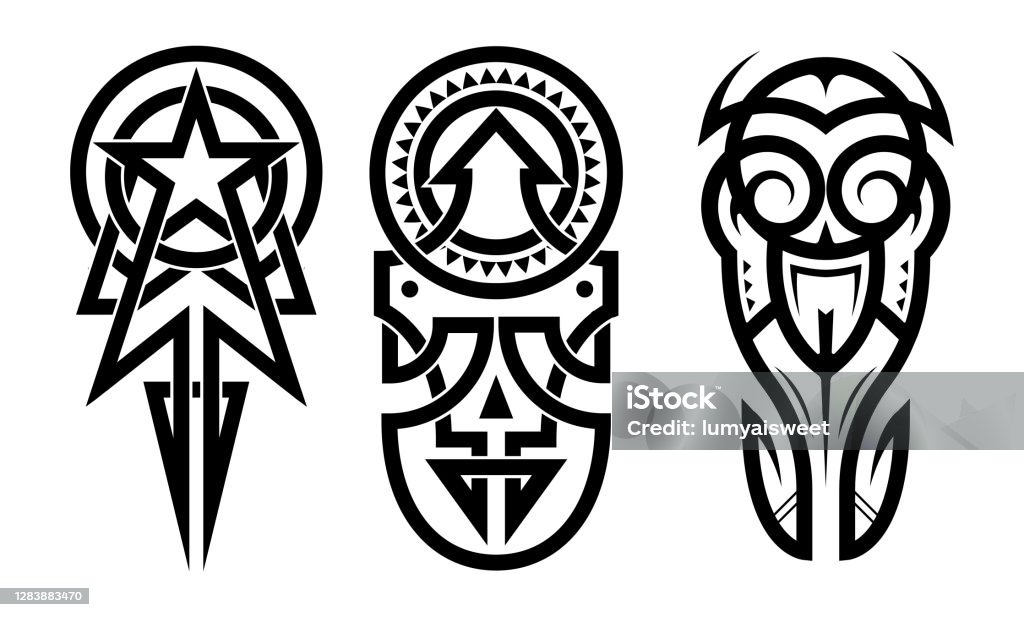 Tattoo Abstract Black Arm Template Vector Set Stock Illustration - Download  Image Now - Flame, Tattoo, Abstract - iStock