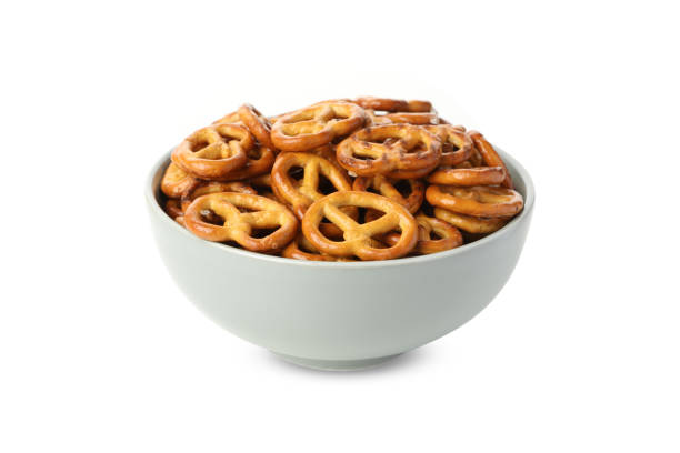 istock Bowl with cracker pretzels isolated on white background 1283883766