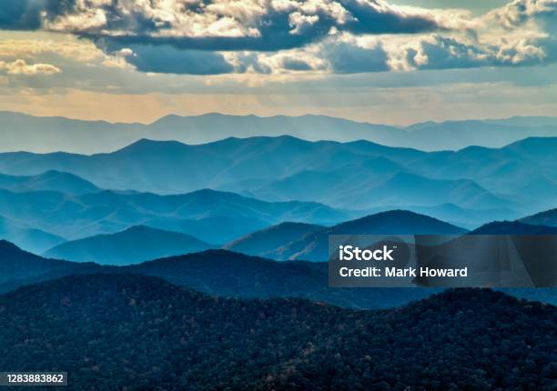 Blue Ridge Parkway Mountain Landscape Stock Photo - Download Image Now - Relaxation, North Carolina - US State, Pisgah National Forest