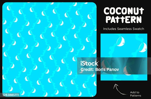 istock Fun and Creative Bright Aqua Blue Coconut Texture or Seamless Pattern for Tropical Party Decoration 1283885111