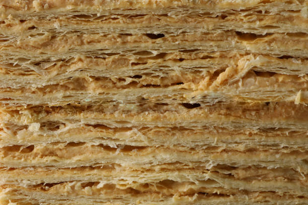 istock Delicious Napoleon cake on whole background, close up 1283886195