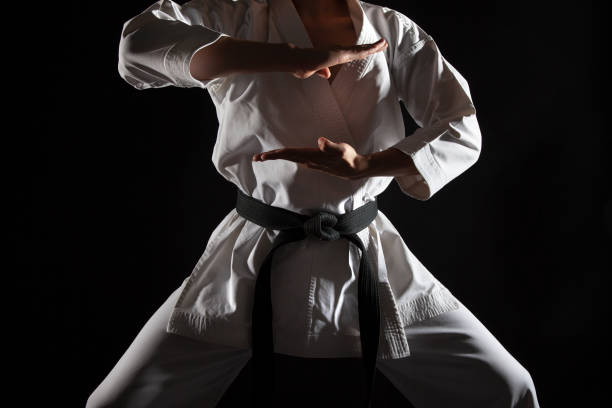 martial arts fighter - extreme sports karate sport exercising imagens e fotografias de stock