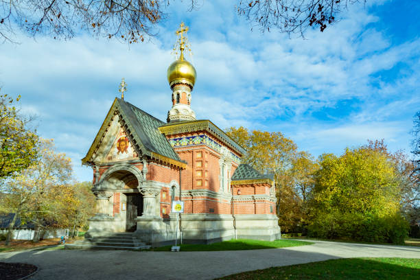 istock russian orthodox church in Bad Homburg under  blue sky 1283890263