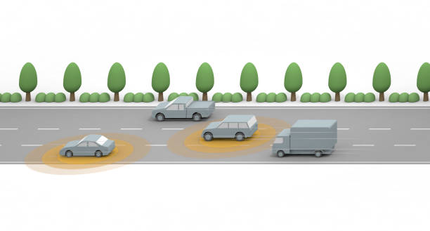 istock A car that travels with safety in mind. It runs at high speed automatically. Display the sensor from the car. 1283897113