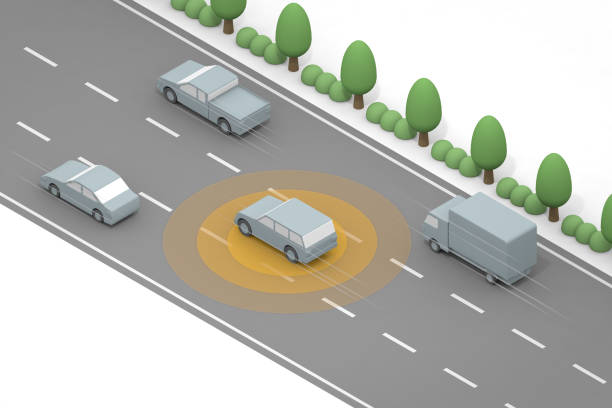 istock Autonomous driving runs at high speeds. A car that runs automatically. Control the car with AI. Safe driving skills. 1283897116