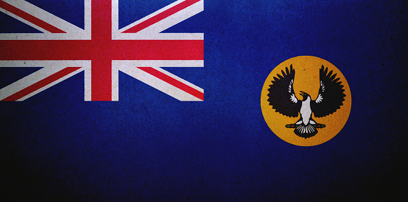 Flag of South Australia (Australia) printed on a paper sheet.