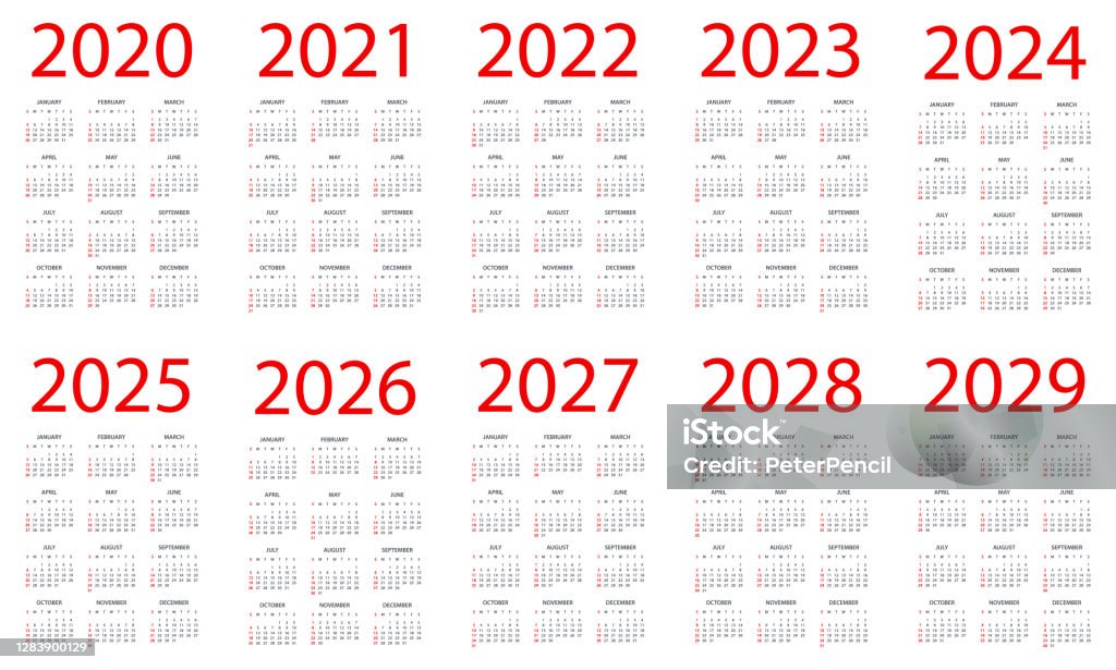 Calendar 2020 2021 2022 2023 2024 2025 206 2027 2028 2029 Symple Layout