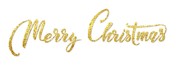 istock Merry christmas golden hand lettering calligraphy isolated on white background. 1283904236
