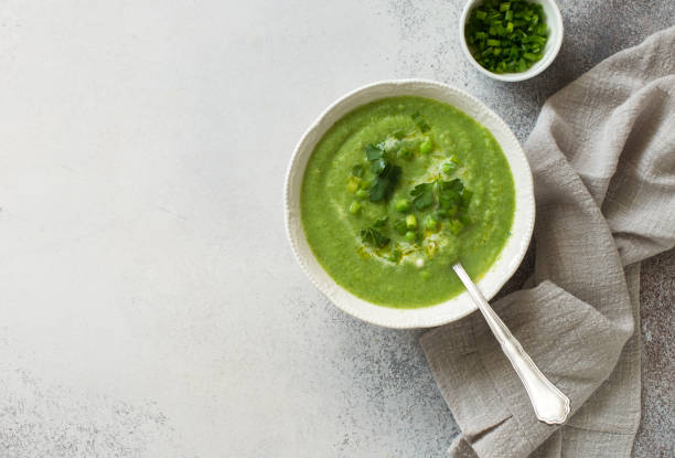 istock Broccoli, green peas and scallions soup- puree 1283910786