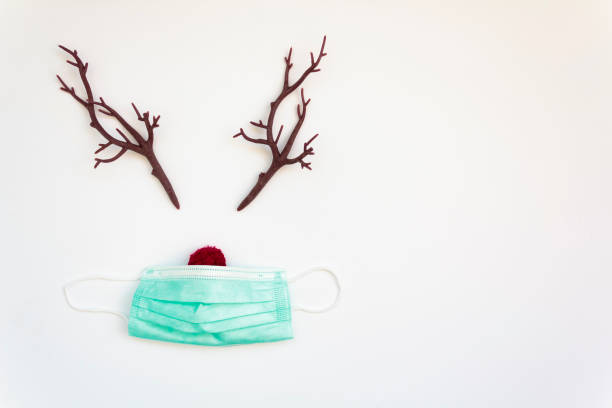 Christmas reindeer concept with protective face mask
