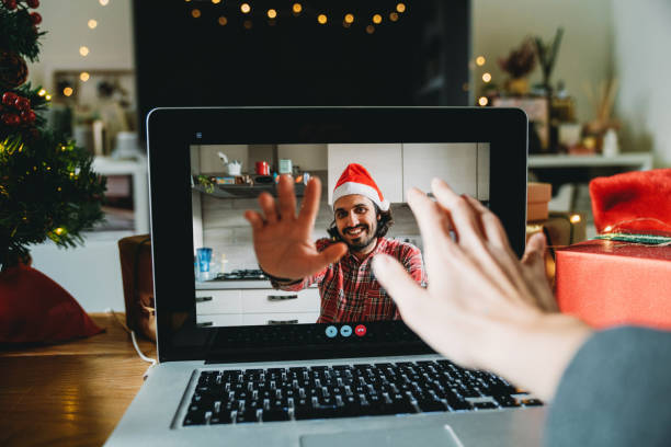 istock Woman having a video call during Christmas holidays 1283916520