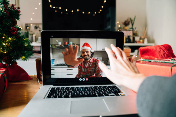istock Woman having a video call during Christmas holidays 1283916521
