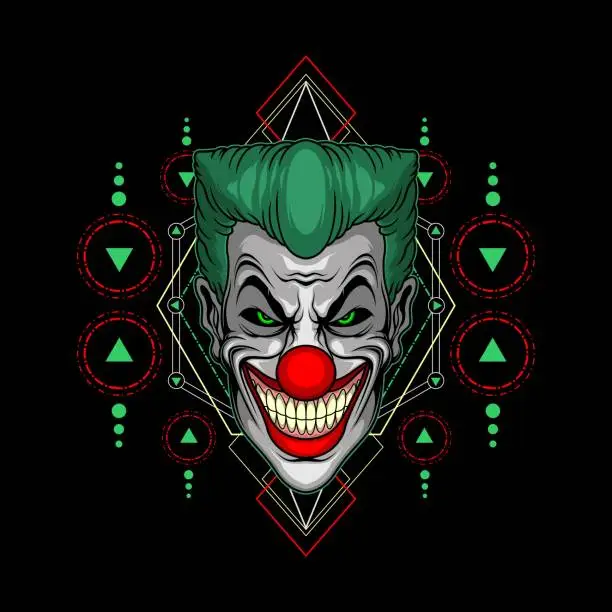 Vector illustration of spooky clown smile