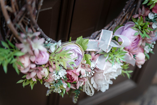 Floral Easter wreath on a door