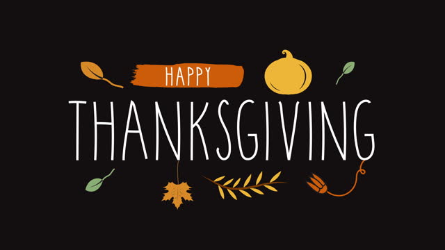 Happy Thanksgiving animated handwritten text. 4k animation