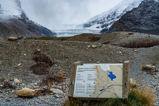 Indicator of the Athabasca Glacier. Columbia Icefield, Jasper National Park. Alberta, Canada.