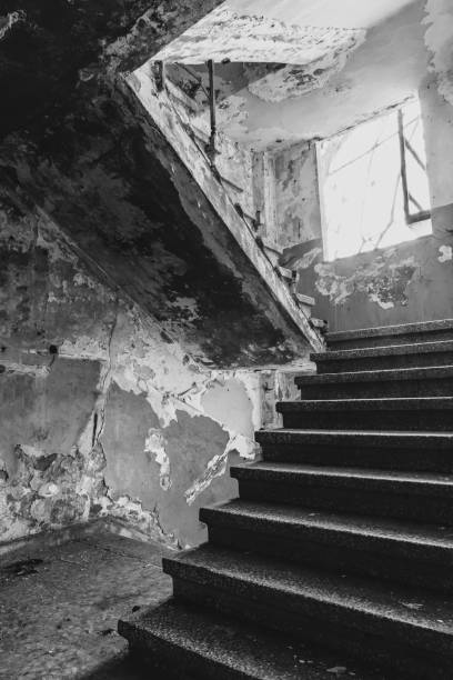 istock Stone staircase in abandoned old building 1283927679