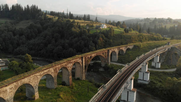 istock Industrial railroad over the river. 1283930412