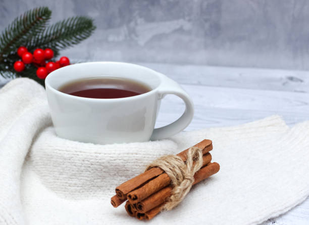 Hot tea with Christmas ornament