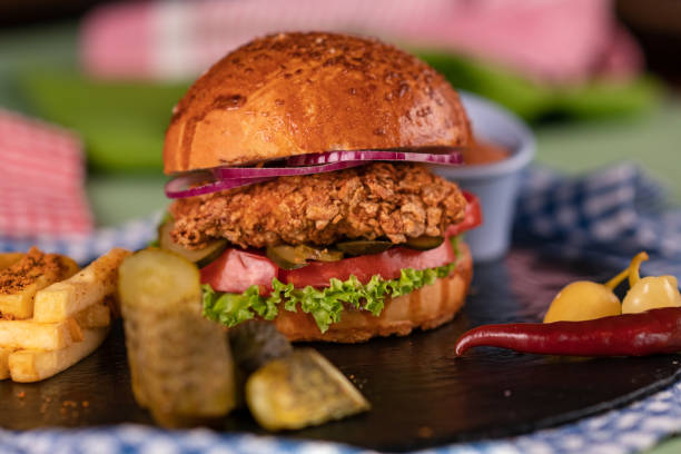 istock Homemade fried chicken burger 1283932862
