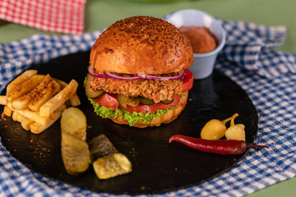istock Homemade fried chicken burger 1283932863
