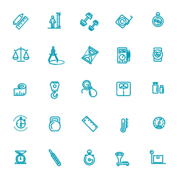 관련 웹 아이콘 세트 측정 - thermometer hygrometer work tool accuracy stock illustrations