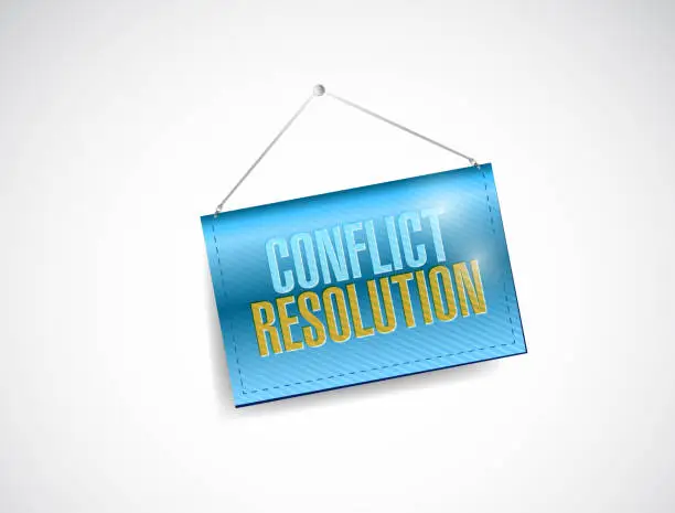 Vector illustration of Conflict resolution hanging banner