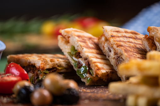 Turkish bazlama tost / toast sandwich close up