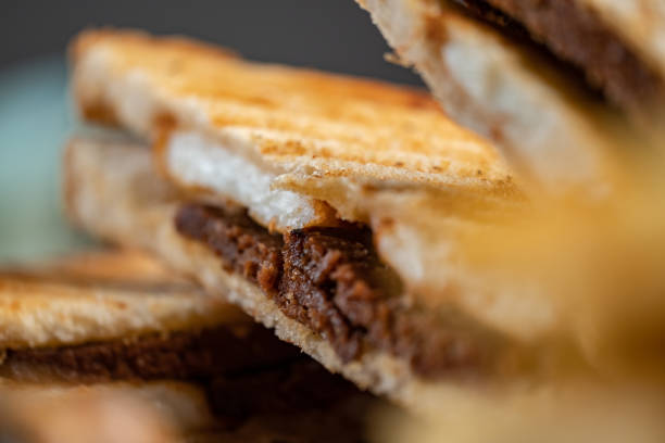 istock Turkish traditional toast with sausage, close up shot 1283939367