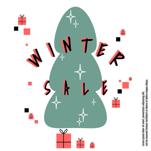 istock Winter sale banner, coupon sample. Gifts, Christmas tree, decor, confetti, white background. Vector illustration in outline style for New Years, advertisements, sales, magazines, websites. 1283941839