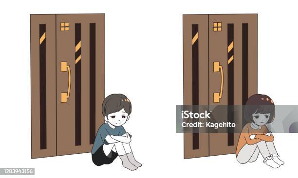 A Child Who Is Locked Out Of The House Stock Illustration - Download Image  Now - Adult, Anxiety, Child - iStock