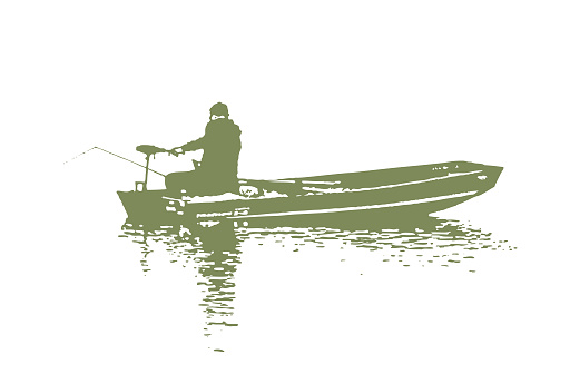 Fisherman Freshwater fishing from boat