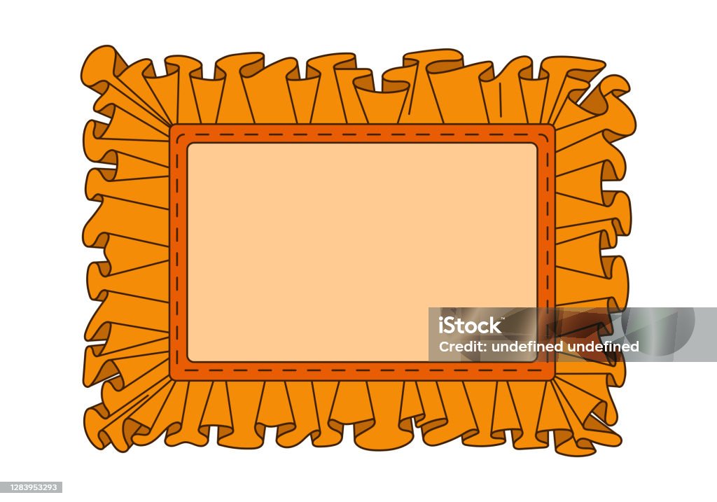 Cute Rectangle Frame Template With Textile Ruffles And Ribbon Stock ...