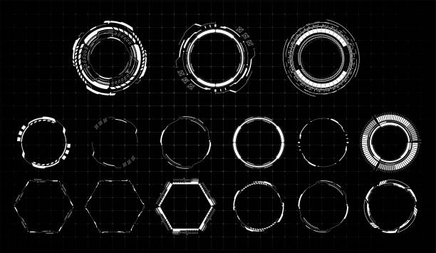 hud fütüristik beyaz element. circle abstract dijital teknoloji ui fütüristik seti. soyut daire geometrik şekil. tasarım öğesi. patlama arka plan. düz tasarım. vektör çizimi - future stock illustrations