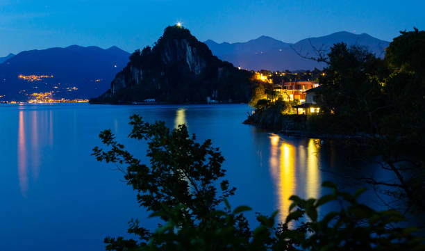 istock Night view of Castelveccana and Lake Maggiore 1283953432