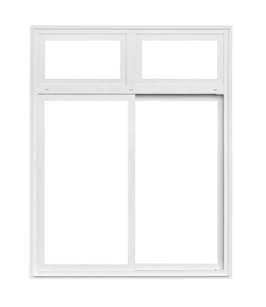 quadro real da janela da casa moderna isolado no fundo branco com caminho de recorte - retro revival new closed open - fotografias e filmes do acervo