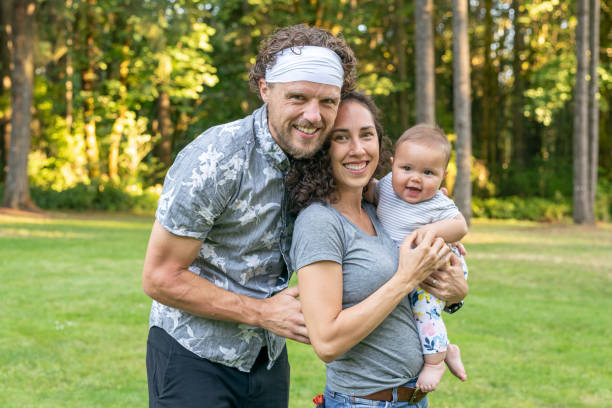 istock Mixed race couple with their baby daughter 1283955205